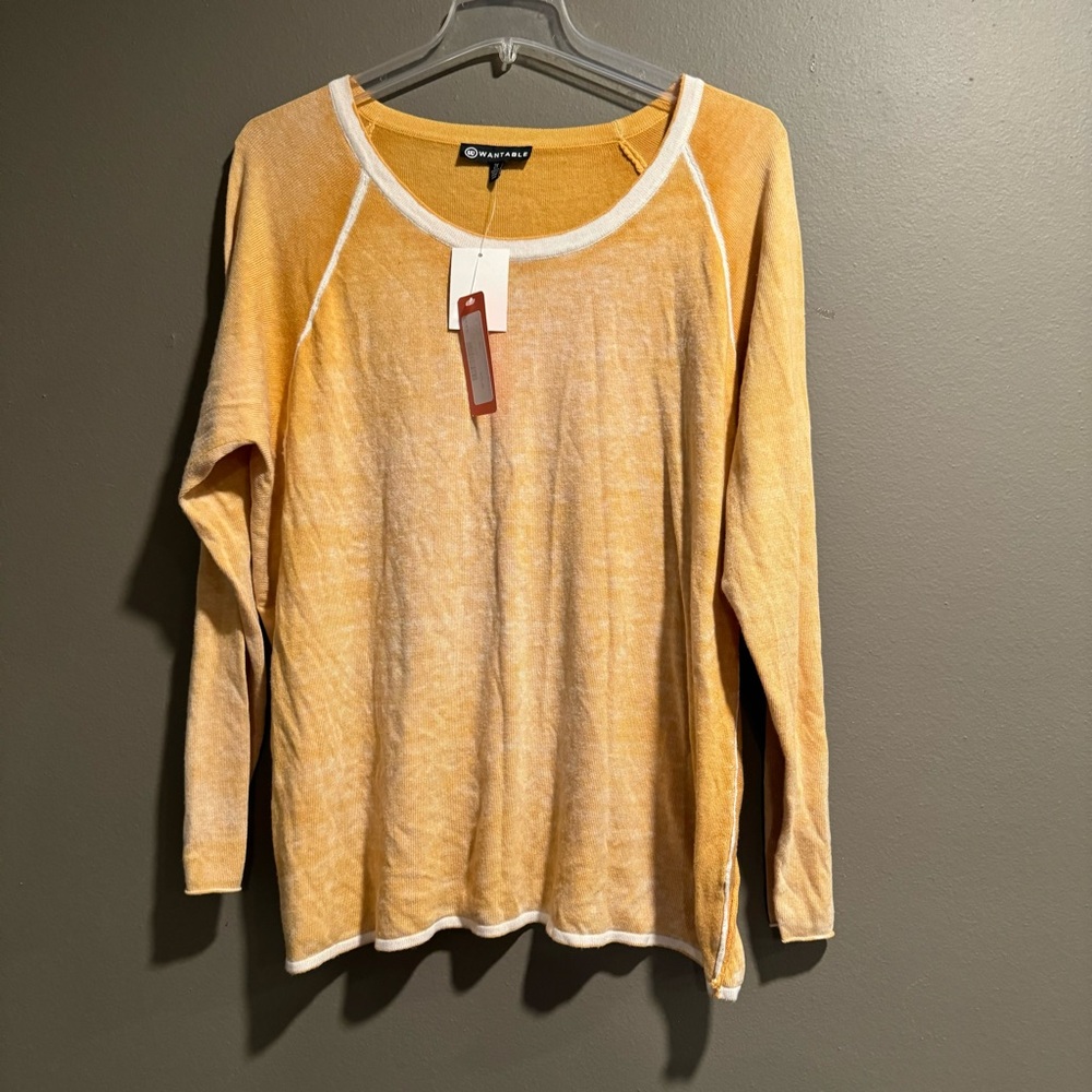 Wantable Washed Crewneck Mustard Sweater Size 2X